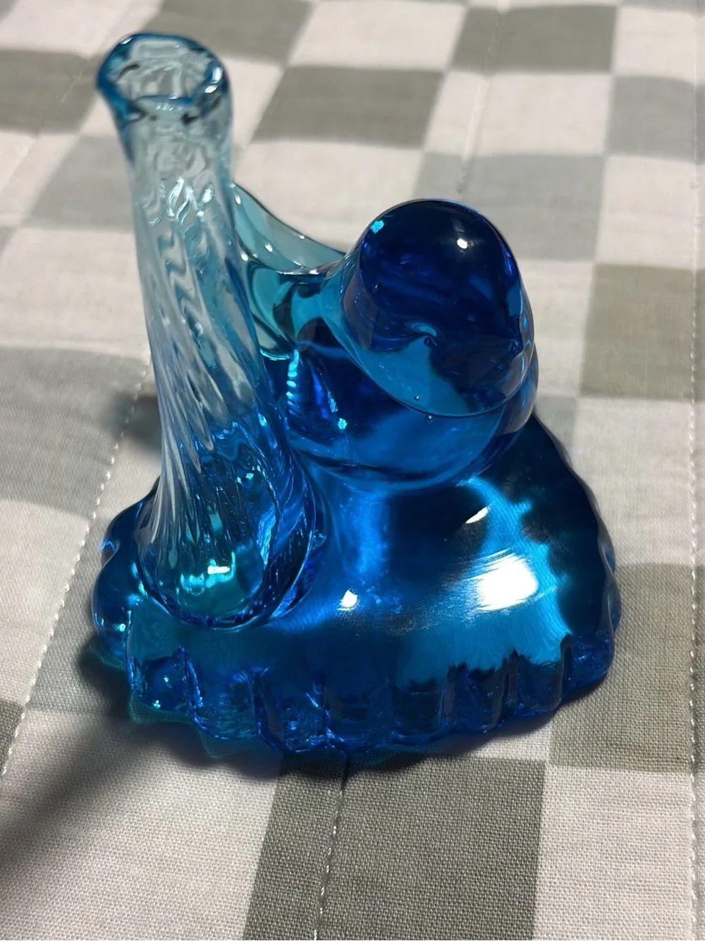 Blue Bird of Happiness Leo Ward Glass Bud Vase